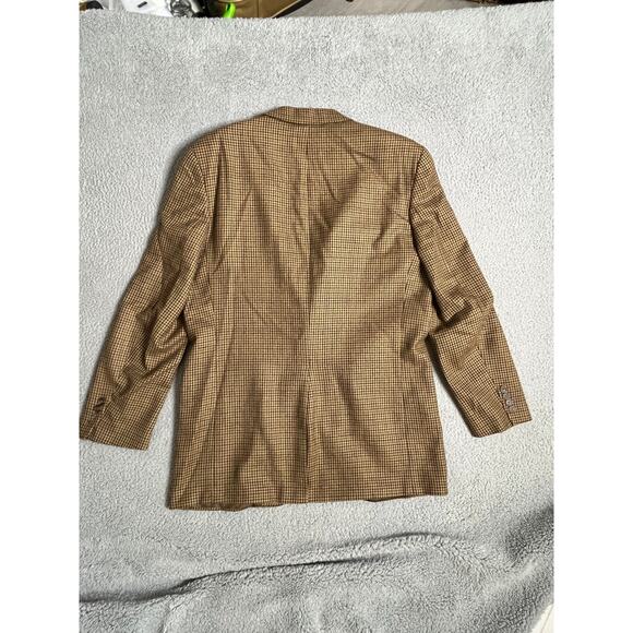 Vintage Lord & Taylor Blazer 42 Tall Ralph Lauren Wool Houndstooth Beige Tan 42T - Picture 5 of 14